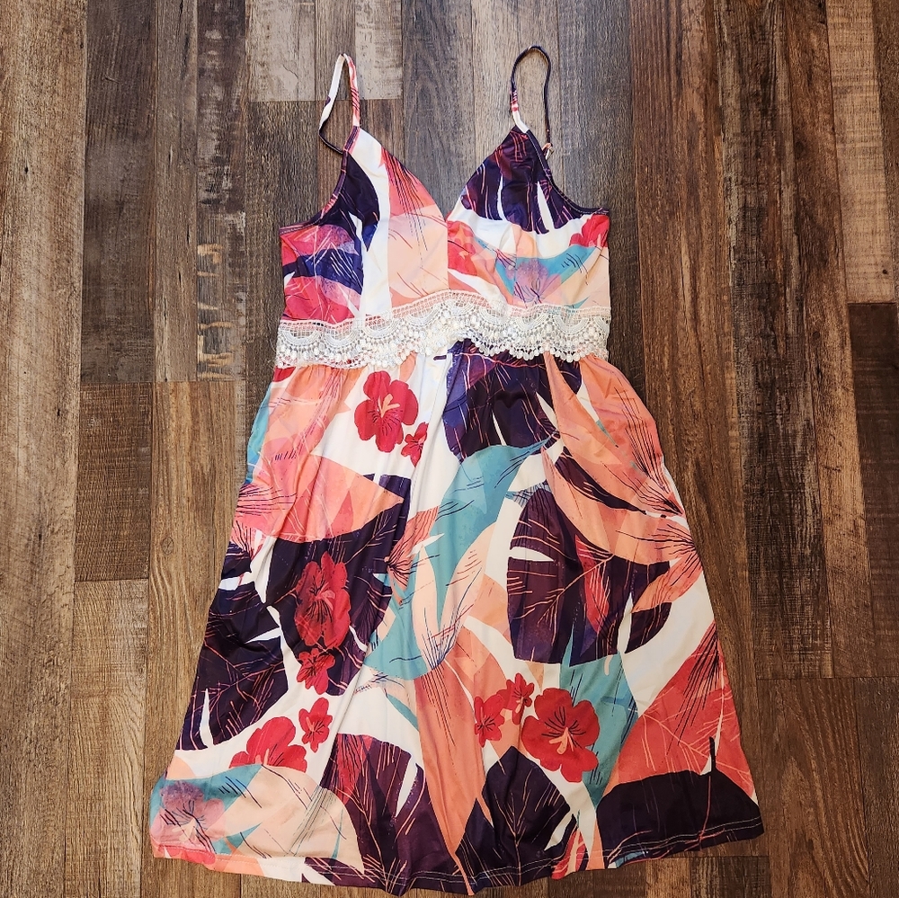 LAISHEN Floral Spaghetti Strap Dress